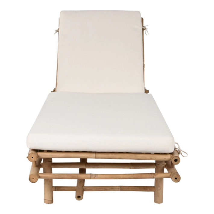 Alt Tumbona fabricada en bambu natural con cojin de algodón en color blanco para chillout EME Mobiliario 