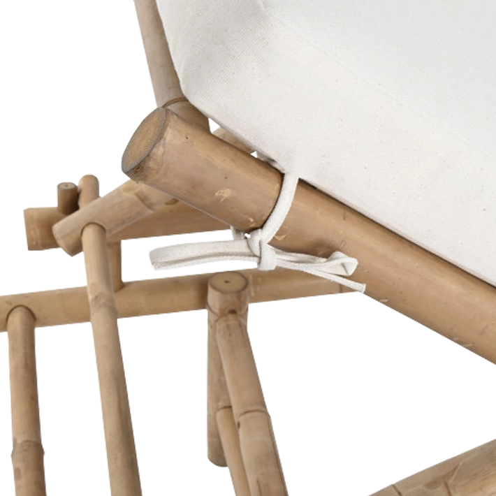 Alt Tumbona fabricada en bambu natural con cojin de algodón en color blanco para chillout EME Mobiliario 