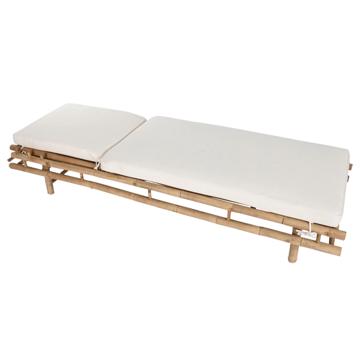 Alt Tumbona fabricada en bambu natural con cojin de algodón en color blanco para chillout EME Mobiliario 