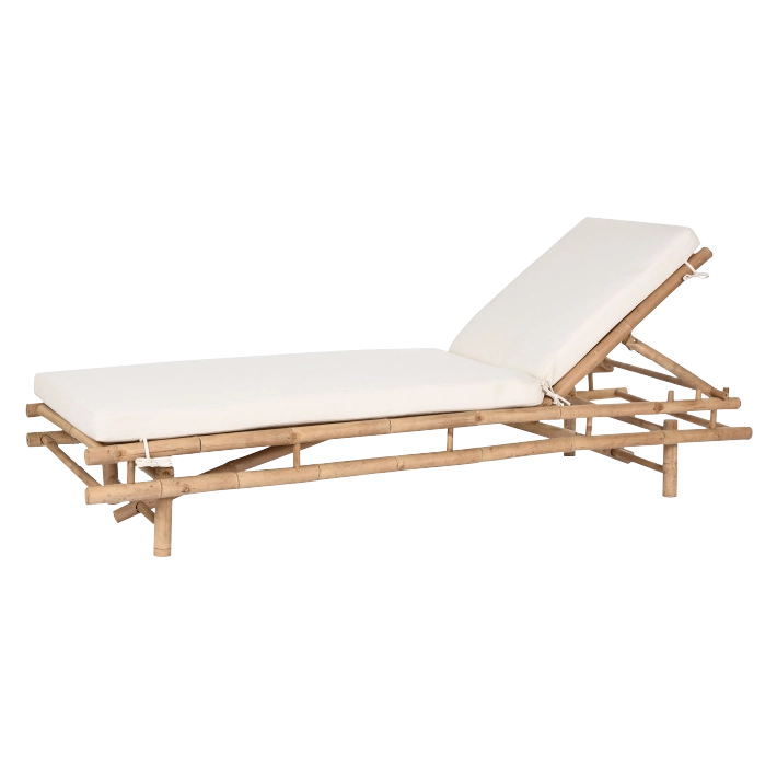Alt Tumbona fabricada en bambu natural con cojin de algodón en color blanco para chillout EME Mobiliario 