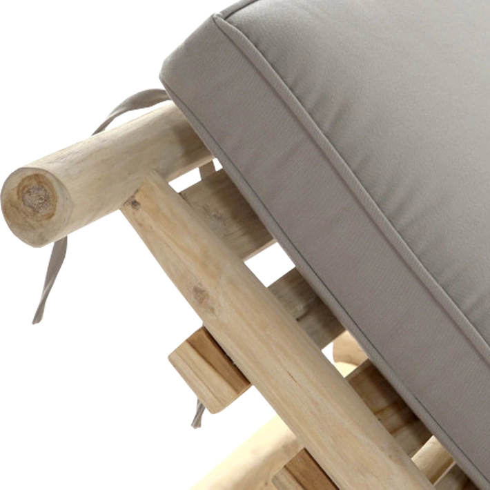 Alt Tumbona reclinable fabricada con madera de teca y cojín de poliéster en color gris para chillout EME Mobiliario 
