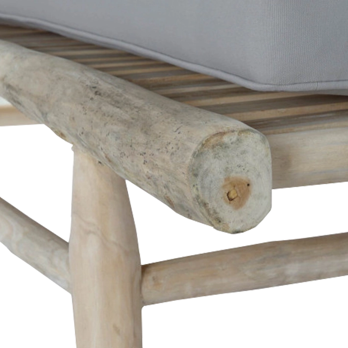 Alt Tumbona reclinable fabricada con madera de teca y cojín de poliéster en color gris para chillout EME Mobiliario 