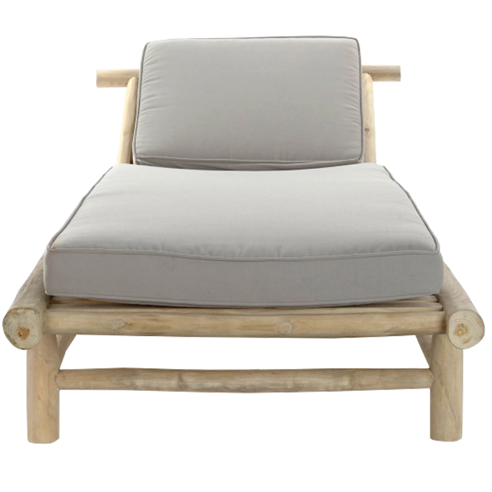 Alt Tumbona reclinable fabricada con madera de teca y cojín de poliéster en color gris para chillout EME Mobiliario 