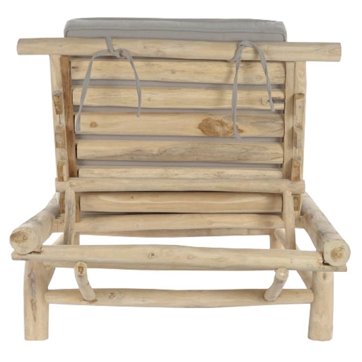 Alt Tumbona reclinable fabricada con madera de teca y cojín de poliéster en color gris para chillout EME Mobiliario 