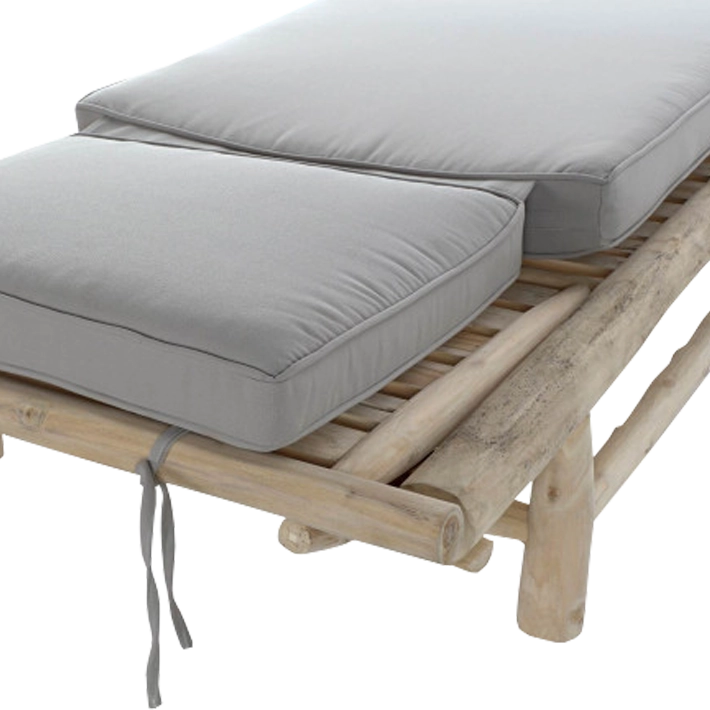 Alt Tumbona reclinable fabricada con madera de teca y cojín de poliéster en color gris para chillout EME Mobiliario 
