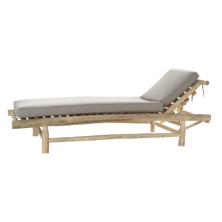 Alt Tumbona reclinable fabricada con madera de teca y cojín de poliéster en color gris para chillout EME Mobiliario 