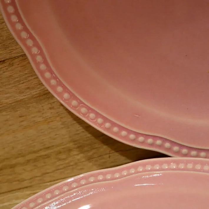 Alt Vajilla Florencia Rosa fabricada con gres vitrificado con esmalte brillante con un diseño elegante y un color que enamora para eventos y hostelería EME Mobiliario 