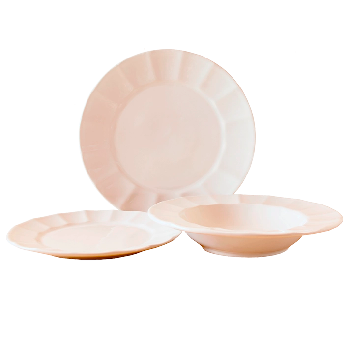 Alt Vajilla Venecia de color marfil fabricada con gres vitrificado con esmalte brillante con un diseño elegante para eventos y hostelería EME Mobiliario 