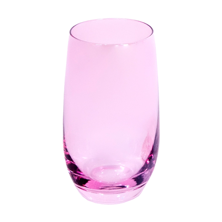 Alt Juego de cristalería en color rosa, compuesta por vaso, copa de vino y copa de champagne para eventos y hostelería.