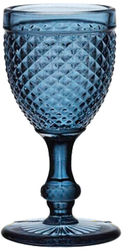 Copa de cristal tallado en color azul para eventos y hostelería.