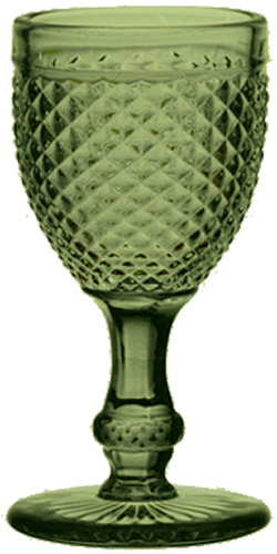 Copa de cristal tallado en color verde para eventos y hostelería