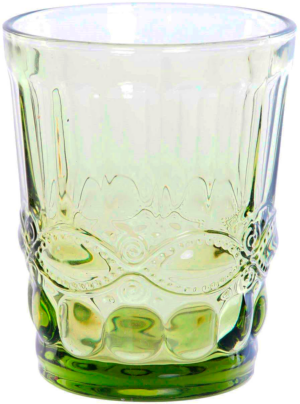 Vaso de cristal tallado verde para eventos y hostelería.