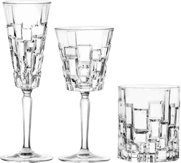 Set de cristalería labrada para eventos y hostelería Etna.