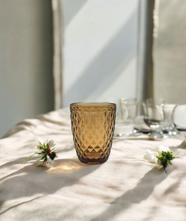 Vaso Tallada Ámbar Para Eventos Y Hosteleria | EME Mobiliario